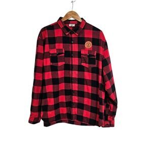 Techstyles Pikes Peak Colorado Red Black Buffalo Plaid Button Up Shirt Size 2XL